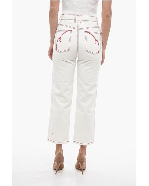 Tory Burch White High-Rise Straight Fit Jeans 20Cm