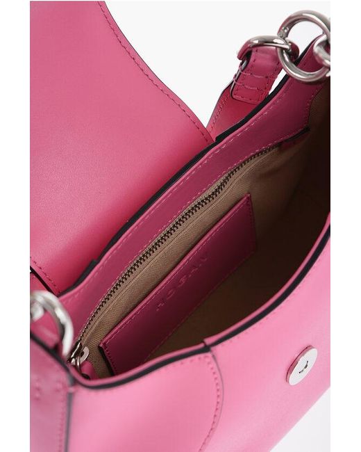 Hogan Pink Leather Hobo Bag With Logoed Fastening