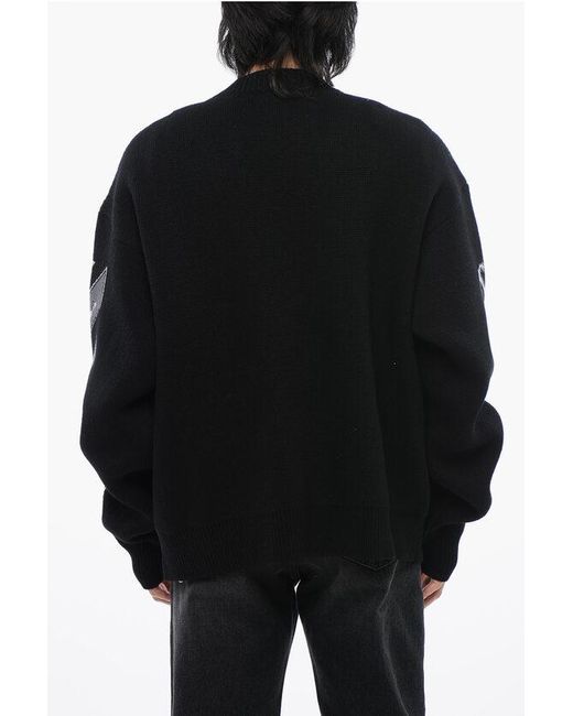 Off-White c/o Virgil Abloh Black Wool Blend Varsity Cardigan for men
