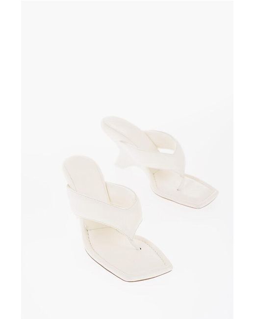 Gia Borghini White Leather Thong Sandals With Wedge 9Cm