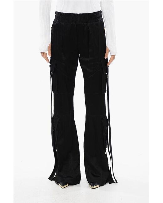 Balmain Black Satin Cargo Pants