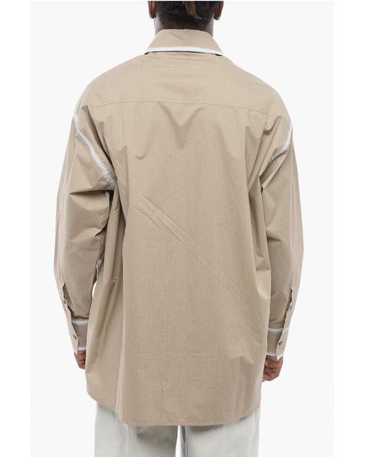 Maison Margiela Natural Mm6 Poplin Cotton Shirt Vintage Effect for men