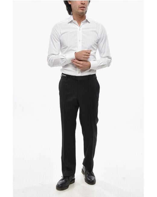 Corneliani Black 4-Pocketed Virgin Wool Pants With Belt Loops for men