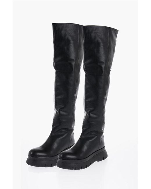 Isabel Marant Black Over-The-Knee Malyx Leather Boots With Chunky Sole