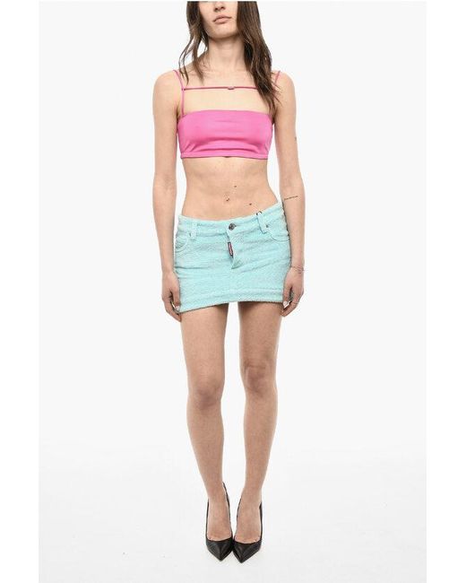 DSquared² Blue Terry Cotton Mini Skirt