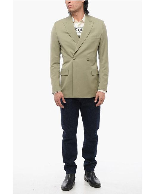Dior Green Wool Double Breasted Blazer With Peak Lapel for men