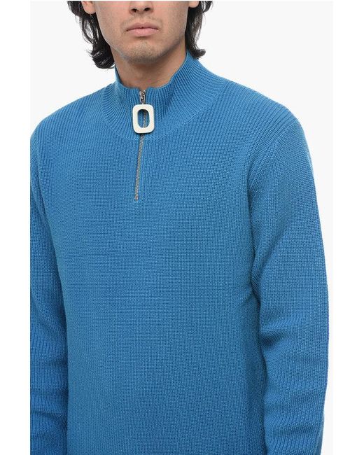 J.W. Anderson Blue J. W.Anderson Half Zipped Henley Wool Sweater for men