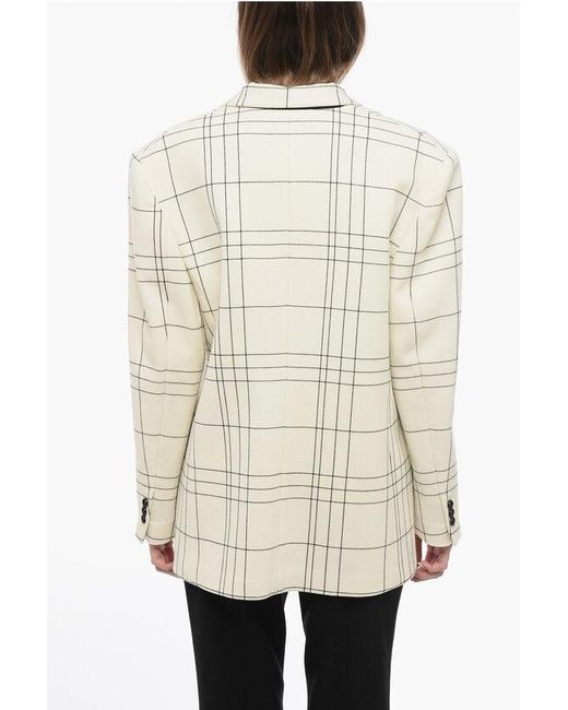 Marni Natural Bespoke Dram Wool Blazer With Check Pattern