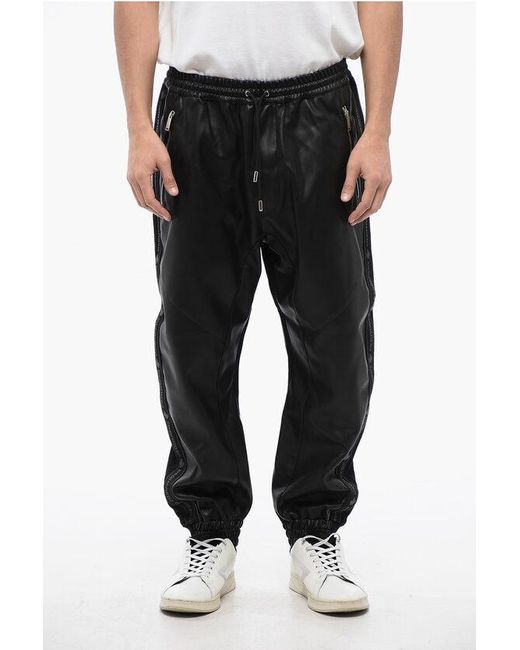 DSquared² Black Eco-Leather And Jersey Hybrid Swag Track Pants for men