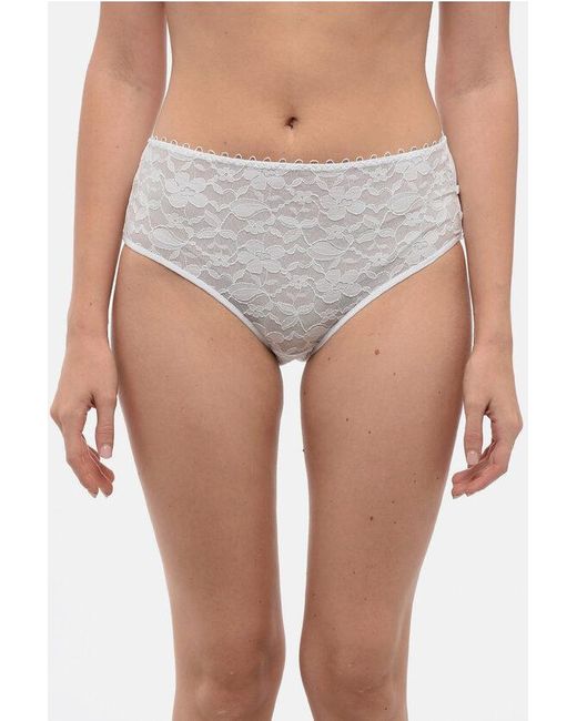 Maison Lejaby Gray High Waisted Floral Motif Lace Briefs