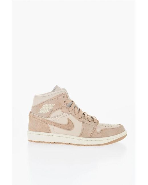 Nike Natural Air Jordan Leather And Suede High-Top Sneakers With Logo