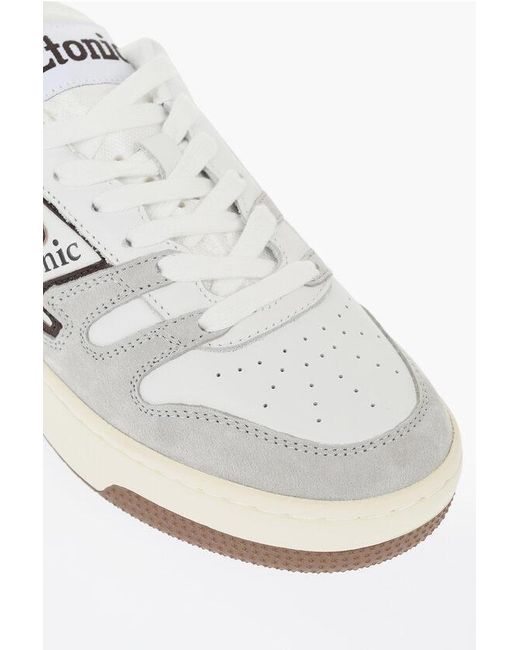 Etonic White Leather And Suede Low-Top Sneakers With Contrast Details for men
