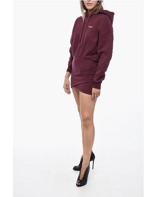 Off White c o Virgil Abloh Brushed Cotton Hoodie Dress in Purple Lyst UK