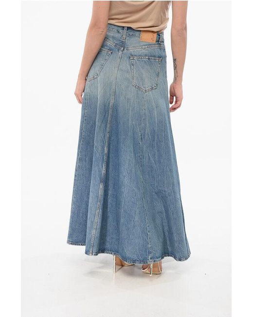 Haikure Blue Vintage Denim Flared Skirt