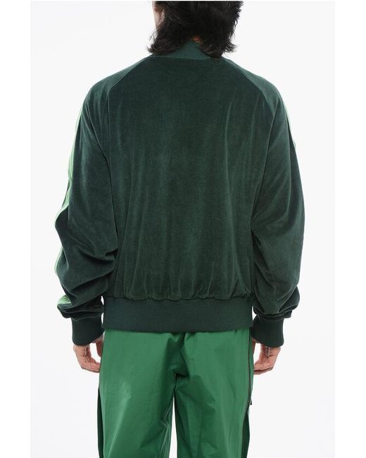Amiri Green Velour Rain Forest Track Sweatshirt With Tape Side Bands for men