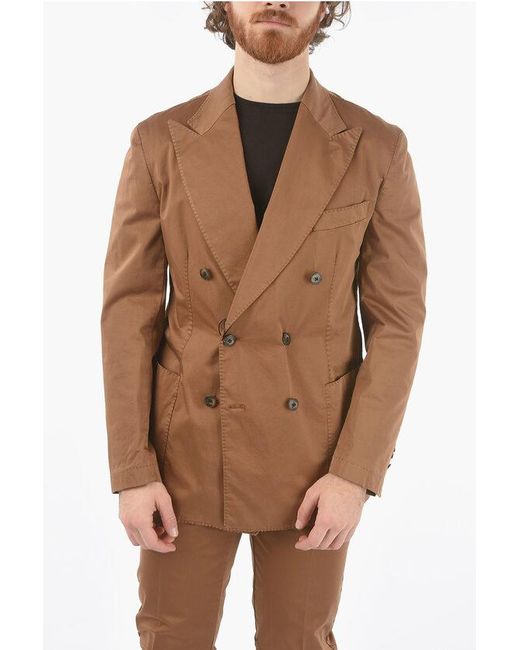 Corneliani Brown Cc Collection Side Vents Peak Lapel Double Breasted Suit for men