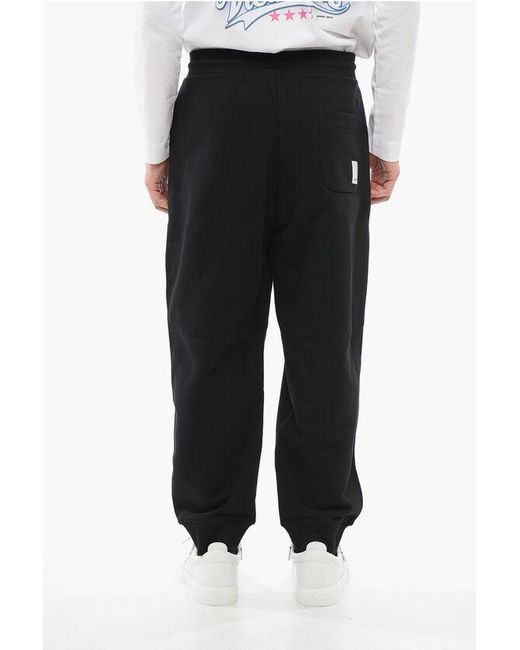 Armani Black Emporio Brushed Cotton Sweatpants With Cuffs for men