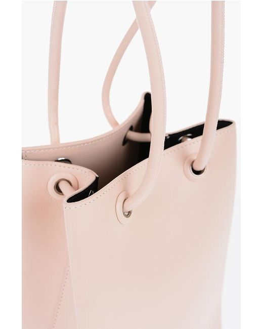 Jil Sander Pink Leather Shopping Bag With Adjustable Handles