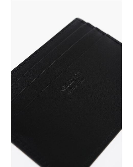 Neil Barrett Black Leather Fair-Isle Thunderbolt Card Holder With Contrast Prin Size Unic for men