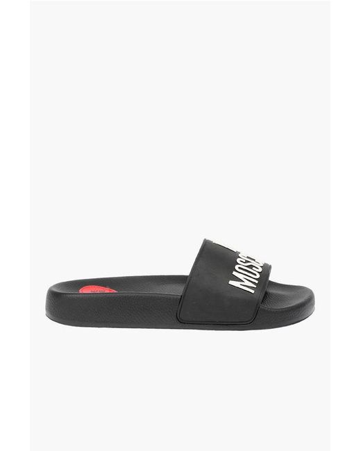 Moschino Black Love Rubber Slides With Logo