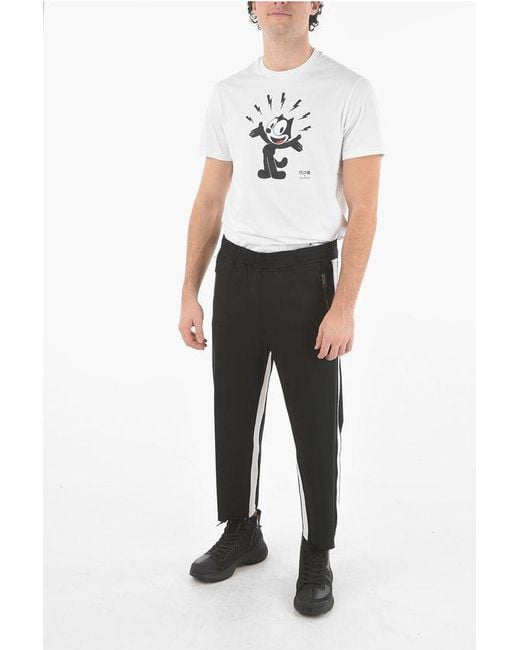 Neil Barrett Black Low-Waisted Loose Fit Pants With Contrasting Side Band for men