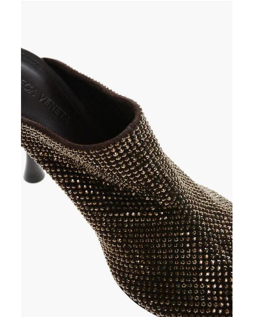 Bottega Veneta Multicolor Round-Toe Mules Courtney With All-Over Rhinestones, 9Cm Heel