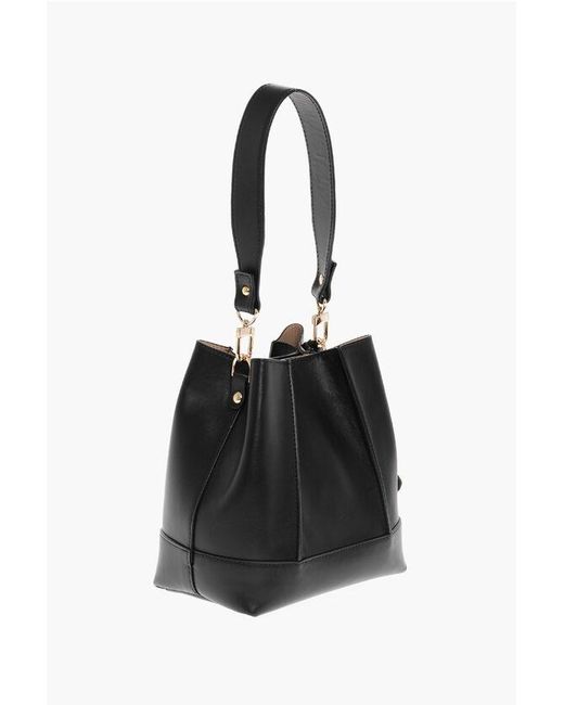 Testoni Black Leather Linda Shoulder Bag With Removable Strap