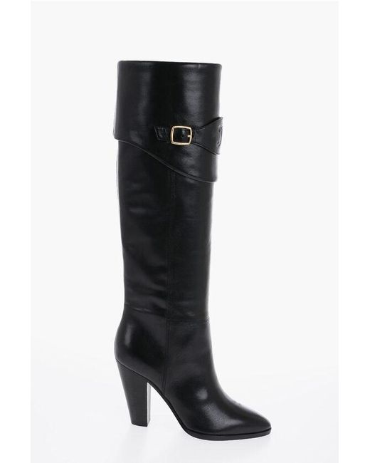 Céline Black Knee-Length Wilters Leather Boots 10Cm