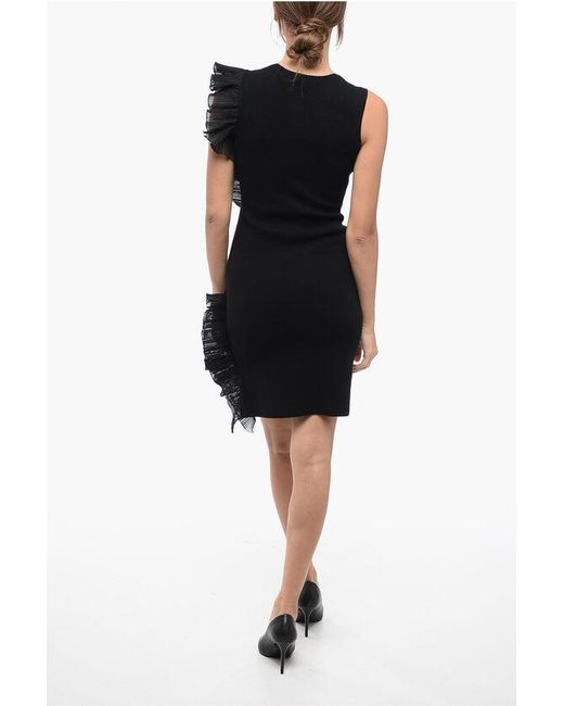 Armani Emporio Knitted Stretchy Dress With Ruffles in Black Lyst UK