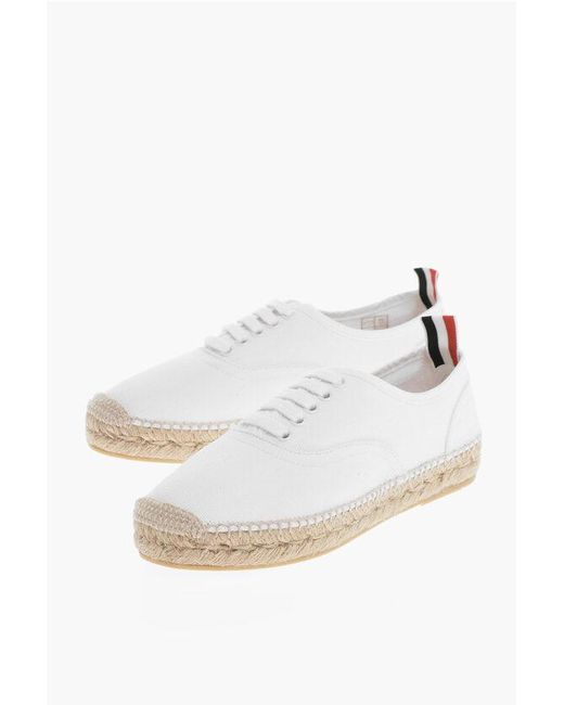 Thom Browne White Cotton Espadrillas With Raffia Sole