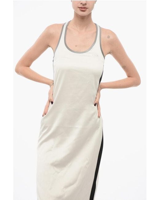 DIESEL White Viscose Slip Dress With Embroidered Logo