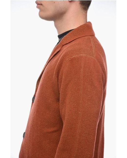 Altea Orange Knitted Blazer With Patch Pockets for men