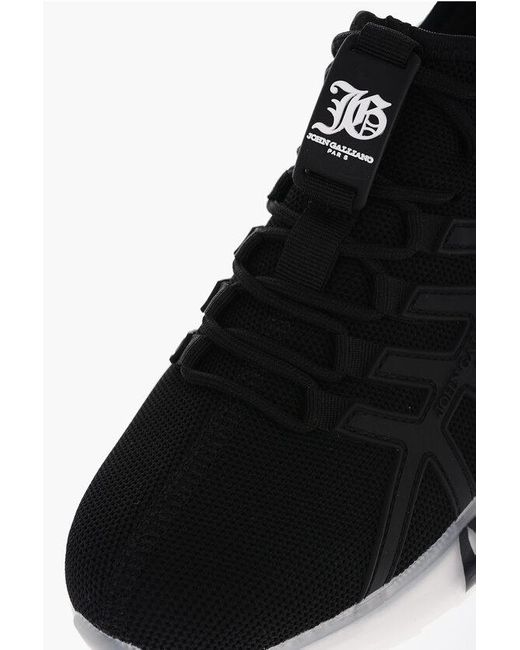 John Galliano Black Low Sneakers With Gothic Print Logo for men