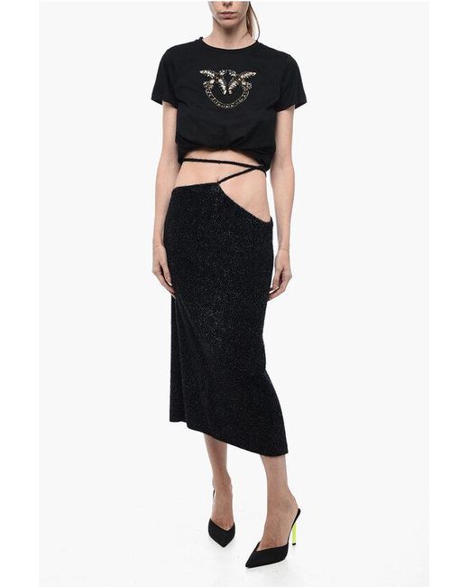 Black glitter pencil skirt online