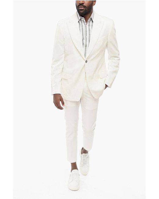 Armani White Emporio Jacquard Velour Blazer With Peak Lapel for men