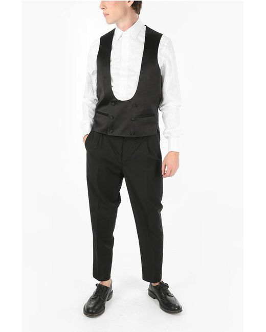 Corneliani Black Silk Double Breasted Academy Cerimony Waistcoat for men