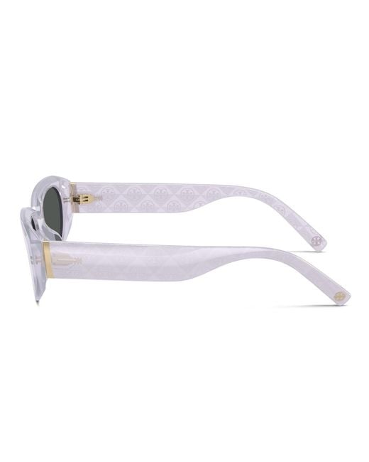 Tory Burch Black T Monogram Rectangle Sunglasses, One Size