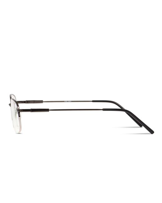 Oublie Black Gunmetal Semi-Rimless Square Eyeglasses for men