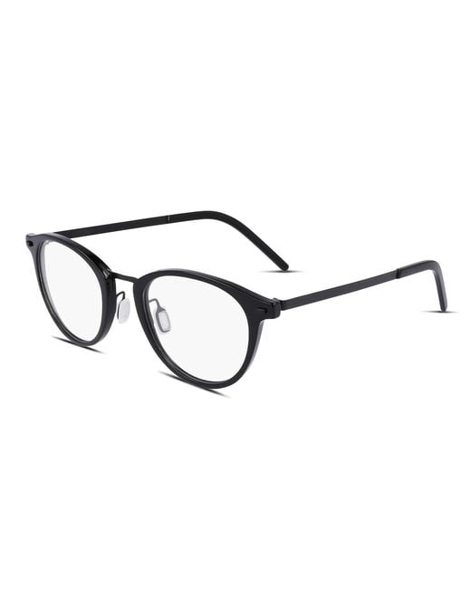 Flexon Black Flexon Round Plastic Eyeglasses for men