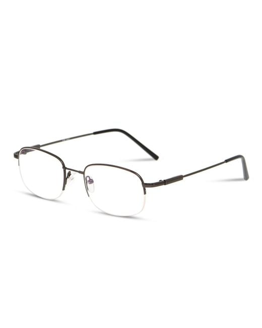 Oublie Black Gunmetal Semi-Rimless Square Eyeglasses for men