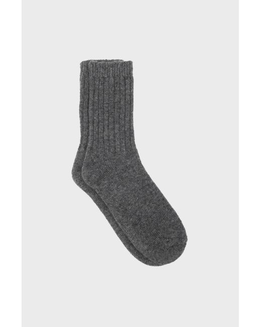 Glassworks Gray Grey Ribbed Cashmere Wool Blend Socks