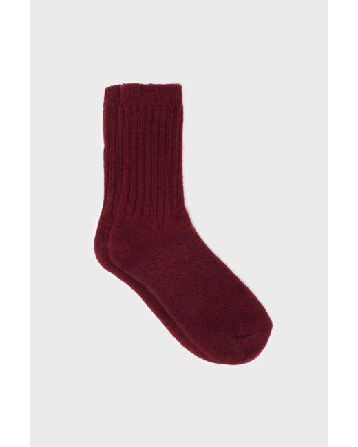 Glassworks Red Burgundy Ribbed Cashmere Wool Blend Socks