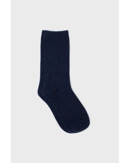 Glassworks Blue Smooth Cashmere Wool Blend Socks
