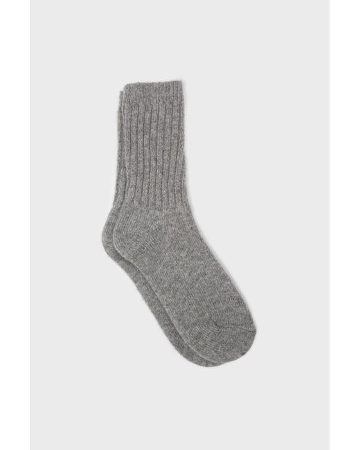 Glassworks Gray Light Grey Ribbed Cashmere Wool Blend Socks