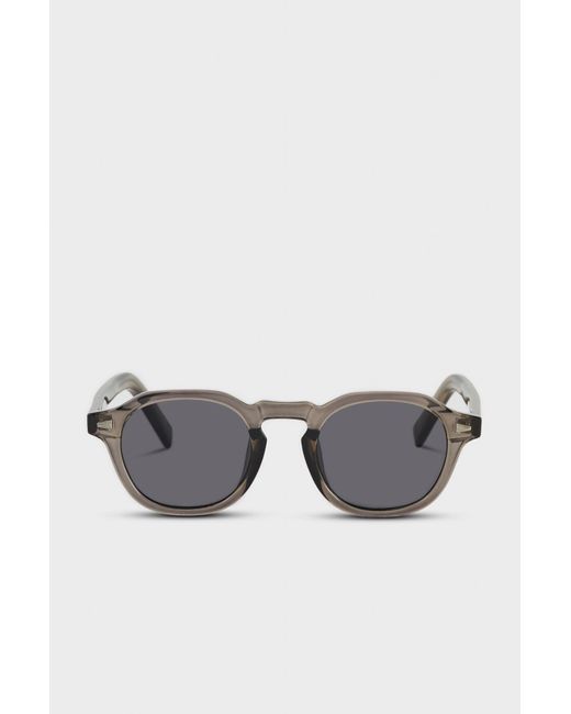 Glassworks Gray Grey Rounded Frame Smoke Lens Sunglasses