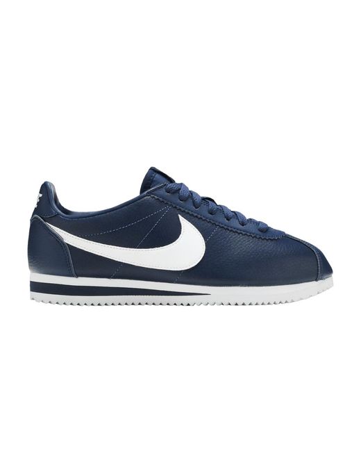 nike cortez navy blue leather