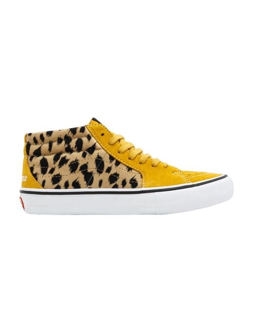 Vans Supreme X Sk8-mid Pro 'cheetah Velvet' in Yellow for Men | Lyst