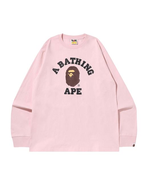 A Bathing Ape College Long-sleeve Tee 'pink' for Men | Lyst