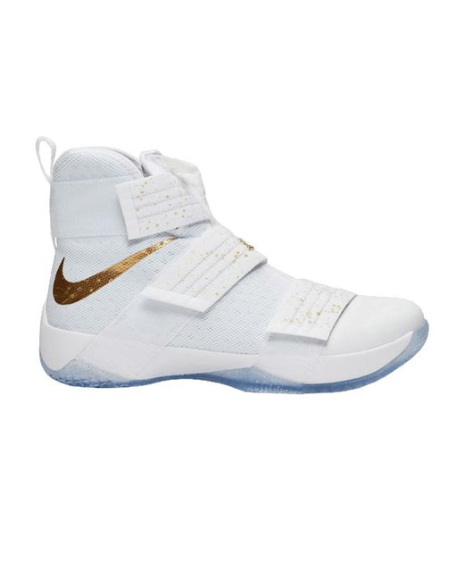 Nike Zoom Lebron Soldier 10 'gold Swoosh' in White for Men | Lyst