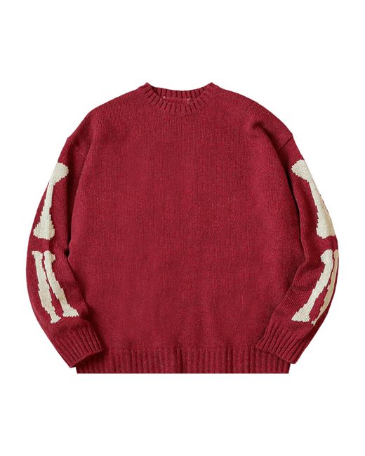 Kapital 5g Wool Bone Crew Sweater 'red' for Men | Lyst